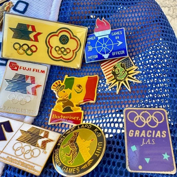 Vtg 1984 LA Olympics Hat W/vtg Olympics Pin’s USA certified